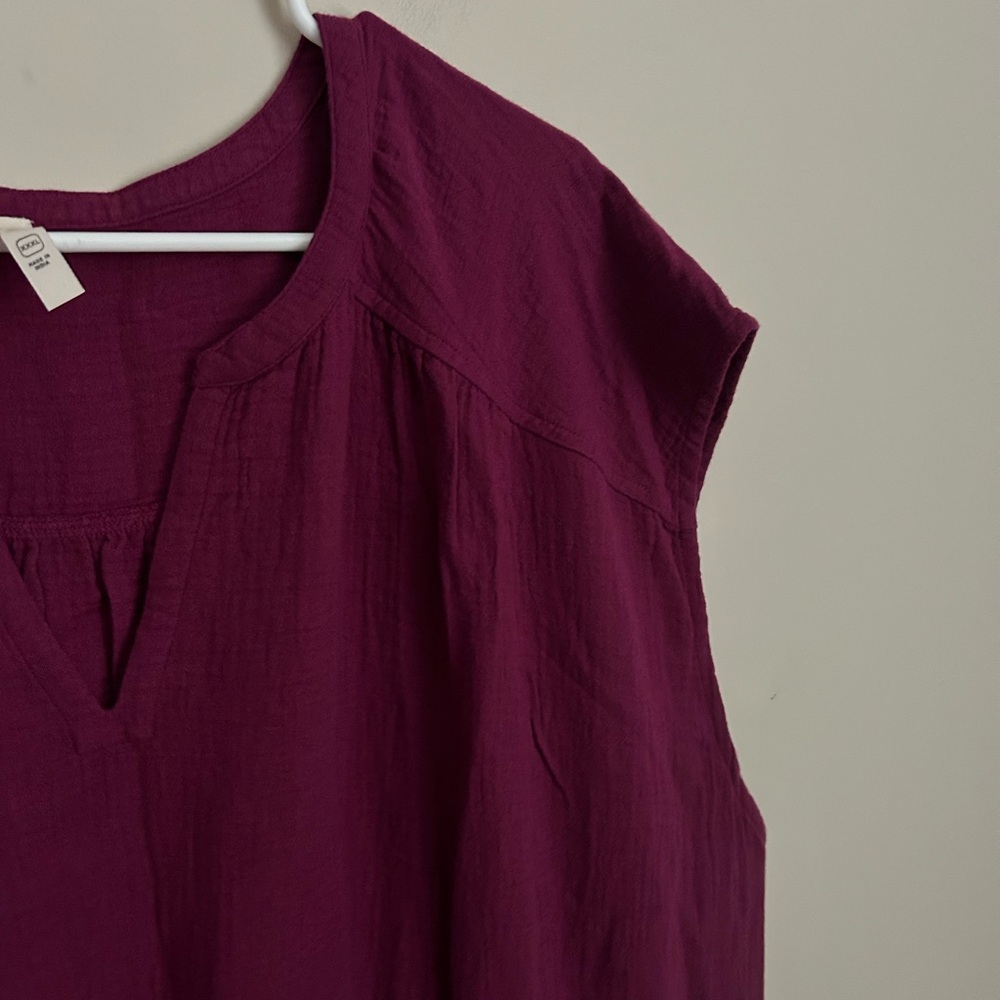 Pact Coastal Double Gauze Short Sleeve Gauzy Dress Size XXL Sangria - Picture 2 of 7
